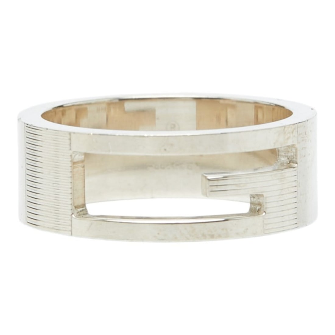 Gucci Branded G Cutout Open Wide Ring #19 Silver SV925 Women's GUCCI: --- Catalog ---Category: SizeJP Size: 18US Size: 9Category: DesignType: Band ringColor: SilverGender: WomenMaterial: Silver 925Category: GeneralBrand: Gucci--- Item List ---Section: ConditionRanking:
