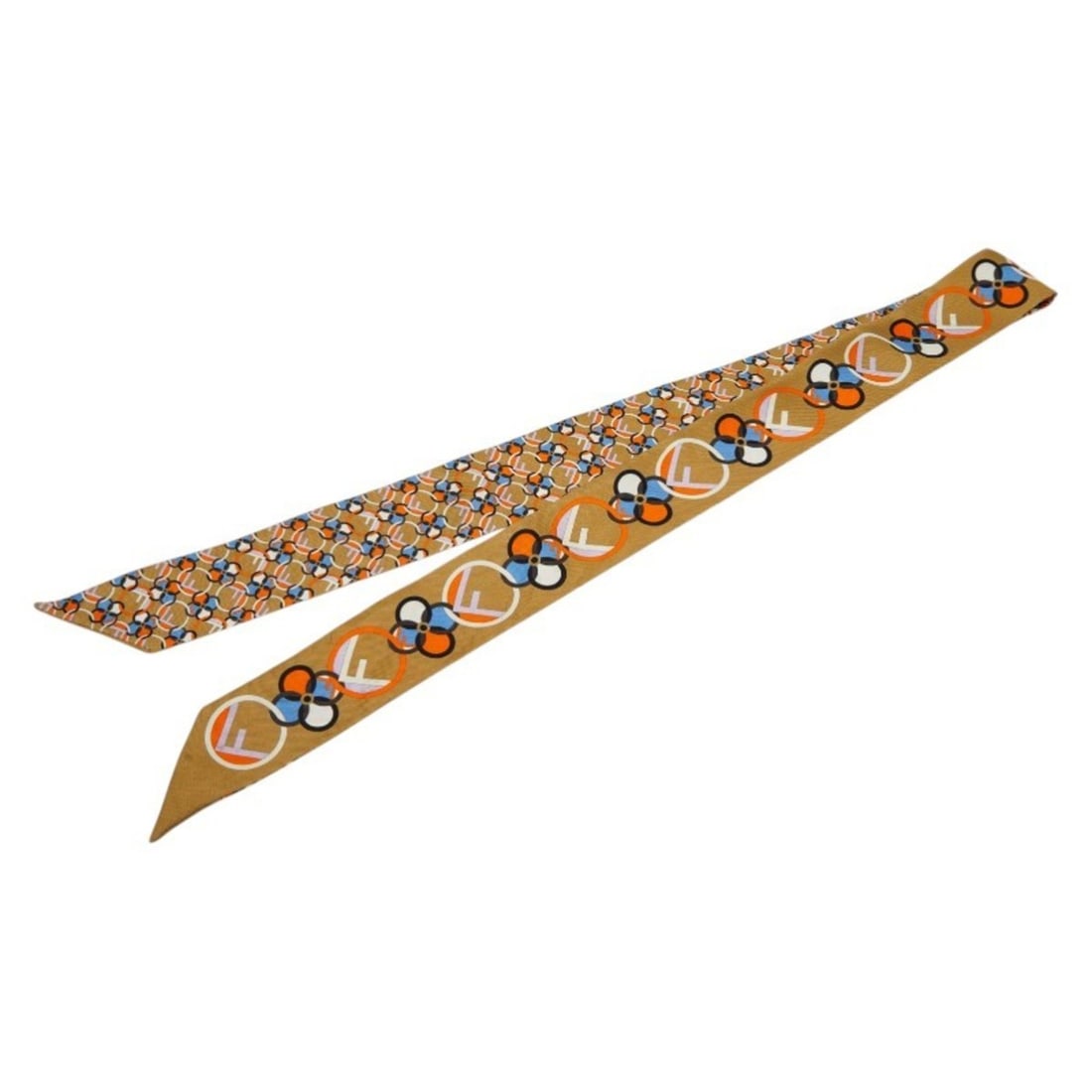 Fendi all-over print Rappie scarf/muffler, beige/multicolor silk, women's.: --- Catalog ---Category: SizeSize (LxW): 5cm x 1.12m / 1.96'' x 44.48''Category: DesignType: ScarfColor: Beige, Multi-colorGender: WomenMaterial: Silk Category: GeneralBrand: Fendi--- Item List ---Sec