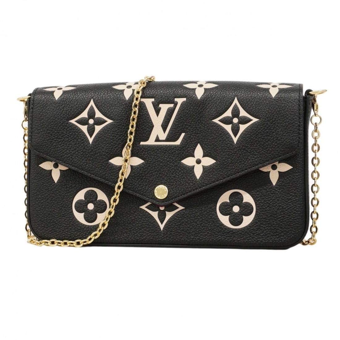Louis Vuitton Monogram Empreinte Bicolor Pochette Felicie M80482 Black Beige Women's Wallet/Shoulder: --- Catalog ---Category: SizeSize (HxWxD): 12cm x 21cm x 3cm / 4.72'' x 8.26'' x 1.18''Category: DesignType: Chain/Shoulder walletColor: Beige, BlackGender: WomenCategory: GeneralMPN: M80482Brand: Lou