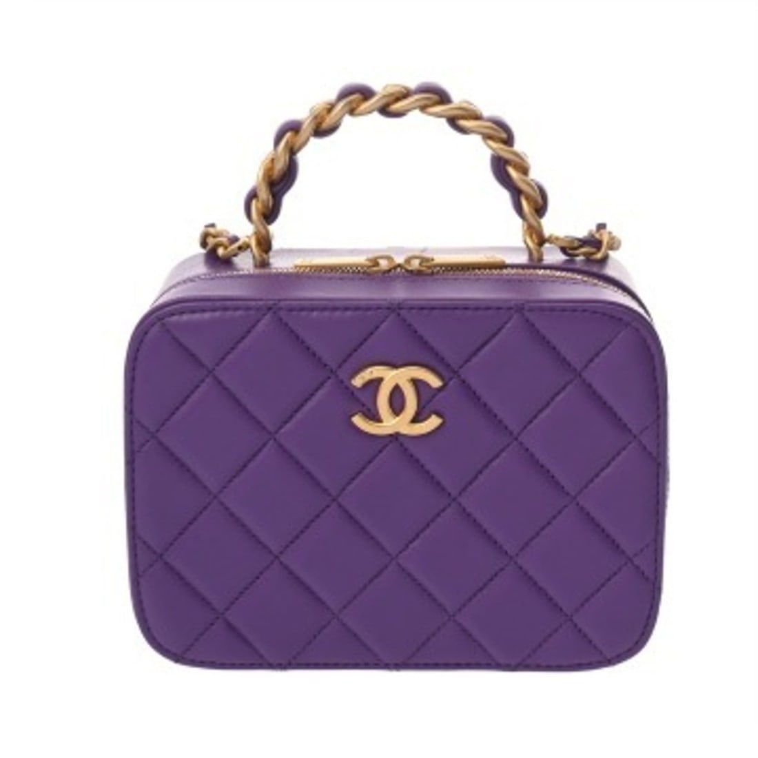 CHANEL Matelassé Small Vanity Bag, Purple, AS3318, Women's, Lambskin, Grade A, Used, Ginzo: --- Catalog ---Category: SizeSize (HxWxD): 12.5cm x 17cm x 6.5cm / 4.92'' x 6.69'' x 2.55''Category: DesignType: Vanity bagColor: PurpleGender: WomenMaterial: Leather Hardware Color: GoldLeather/Fur T