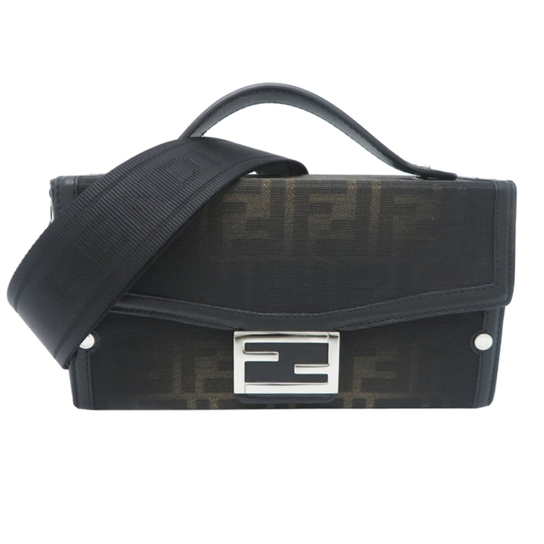 Fendi Soft Trunk Bucket Men's Shoulder Bag 7VA565 Canvas Black: --- Catalog ---Category: SizeSize (HxWxD): 11.5cm x 21cm x 6cm / 4.52'' x 8.26'' x 2.36''Category: DesignType: Shoulder bagColor: Black, BrownGender: MenMaterial: Canvas , Leather Category: GeneralMPN