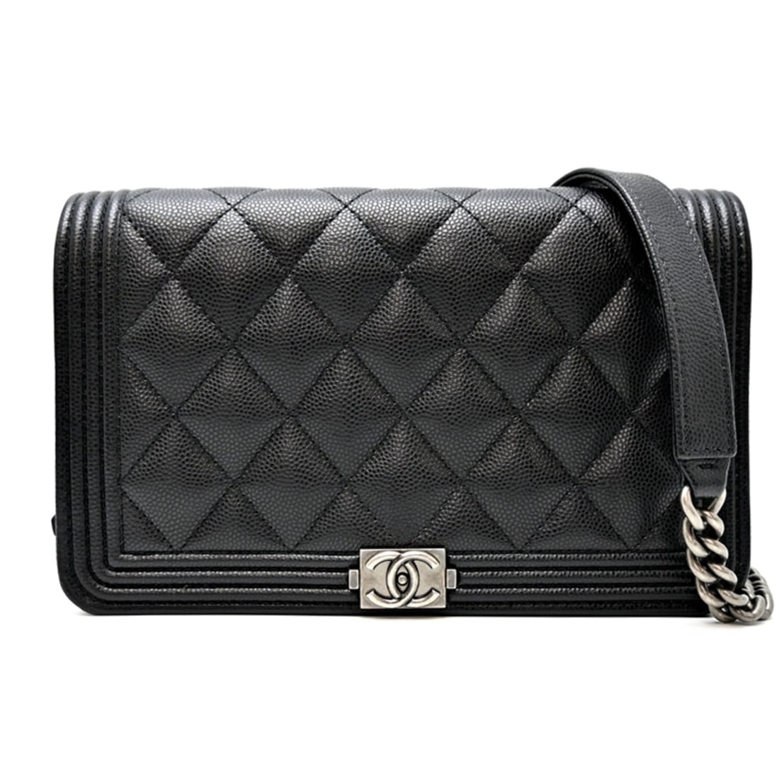 Chanel Boy Chain Wallet for Women, AP1117, Caviar Leather, Black: --- Catalog ---Category: SizeSize (HxWxD): 12cm x 19cm x 3.5cm / 4.72'' x 7.48'' x 1.37''Category: DesignType: Chain/Shoulder walletColor: BlackGender: WomenMaterial: Grained Calfskin Category: Genera