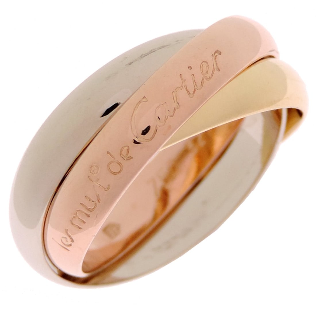 Cartier Trinity #52 Women's/Men's Ring, 750 Pink Gold, 1 Tone: --- Catalog ---Category: SizeJP Size: 11.5US Size: 6Category: DesignType: Band ringColor: Gold, Pink, SilverGender: Men,WomenMaterial: Pink gold (18K), White gold (18K), Yellow gold (18K)Category: Gen