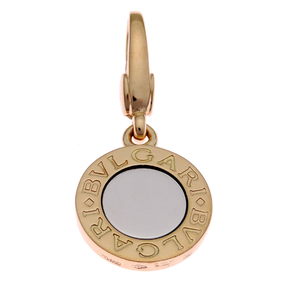 Bvlgari Women's & Men's Charm 750 Yellow Gold: --- Catalog ---Category: SizePendant Size: 30mm x 13mm / 1.18'' x 0.51''Category: DesignGender: Men,WomenMaterial: Stainless steel, Yellow gold (18K)Necklace Type: PendantCategory: GeneralBrand: Bvlga
