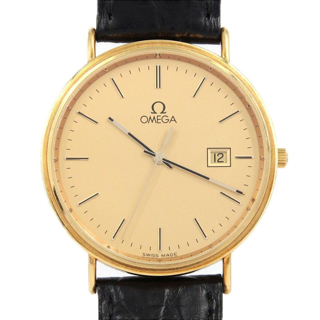 Omega Round Case YG Quartz Watch: --- Catalog ---Category: SizeCase Diameter: 36mm / 1.42''Category: DesignType: WristwatchGender: MenColor (Dial): GoldMaterial (Case): Yellow goldCategory: GeneralBrand: OmegaCategory: MovementMovemen