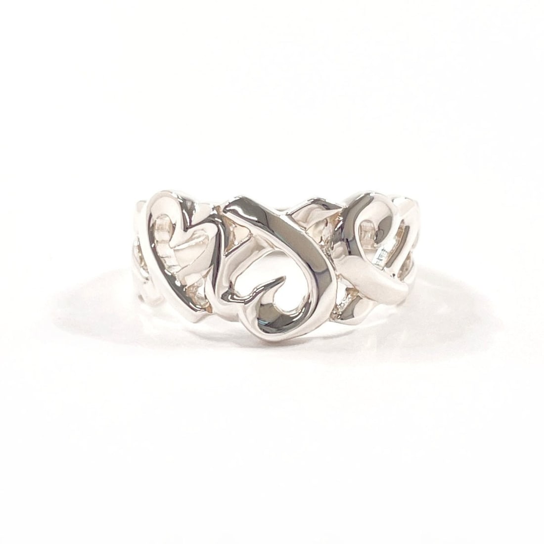 TIFFANY&Co. Tiffany Triple Loving Heart Paloma Picasso Ring, Sterling Silver 925, Size 9.5cm,: --- Catalog ---Category: PackNumber in Pack: 1Category: SizeJP Size: 9.5US Size: 5.25Category: DesignType: Band ringColor: SilverGender: WomenMaterial: Silver 925Category: GeneralBrand: Tiffany--- Ite