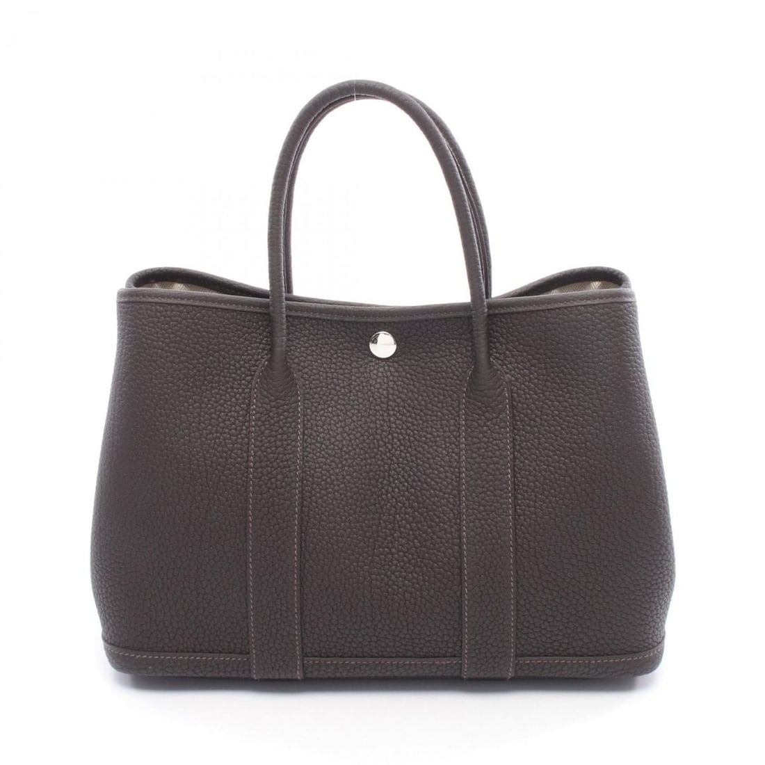 Hermes Garden Party TPM Tote Bag Handbag Leather Negonda Brown Beblanc: --- Catalog ---Category: SizeSize (HxWxD): 21cm x 30cm x 14cm / 8.26'' x 11.81'' x 5.51''Category: DesignType: Handbag, Tote bagColor: BrownGender: WomenMaterial: Negonda leather Category: GeneralBran