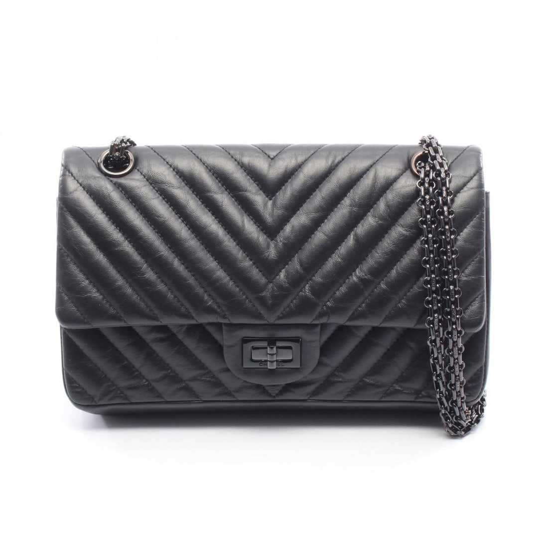 Chanel 2.55 Chevron V-stitch Double Flap Shoulder Bag Handbag Leather Women's Black: --- Catalog ---Category: SizeSize (HxWxD): 14.5cm x 24cm x 8cm / 5.7'' x 9.44'' x 3.14''Category: DesignType: Handbag, Shoulder bagColor: BlackGender: WomenMaterial: Leather Category: GeneralBrand: Ch
