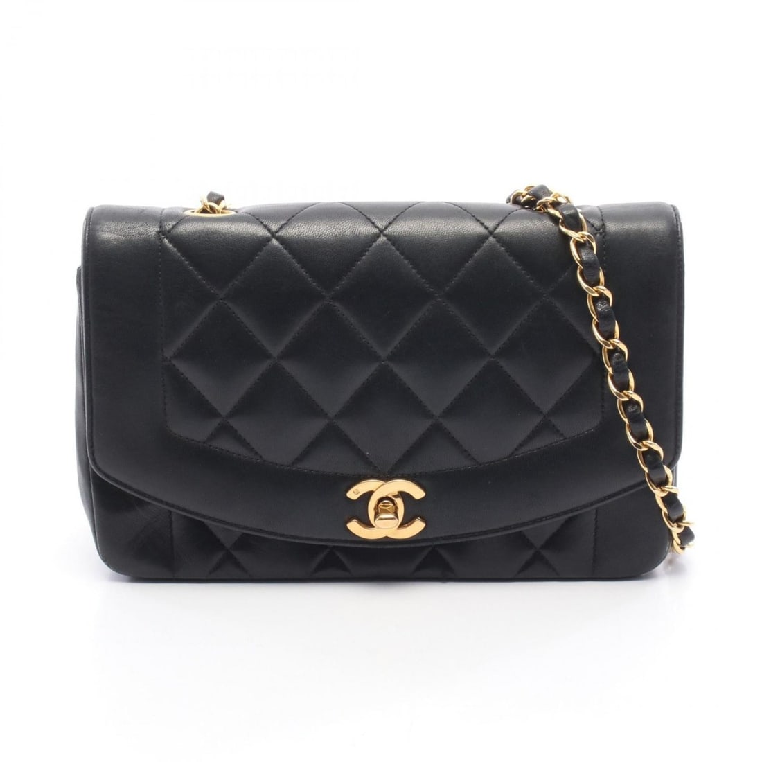 Chanel Matelassé Diana Flap Shoulder Bag/Handbag, Lambskin Leather, Women's, Black: --- Catalog ---Category: SizeSize (HxWxD): 14cm x 22cm x 7cm / 5.51'' x 8.66'' x 2.75''Category: DesignType: Handbag, Shoulder bagColor: BlackGender: WomenMaterial: Leather Leather/Fur Type: LambskinC
