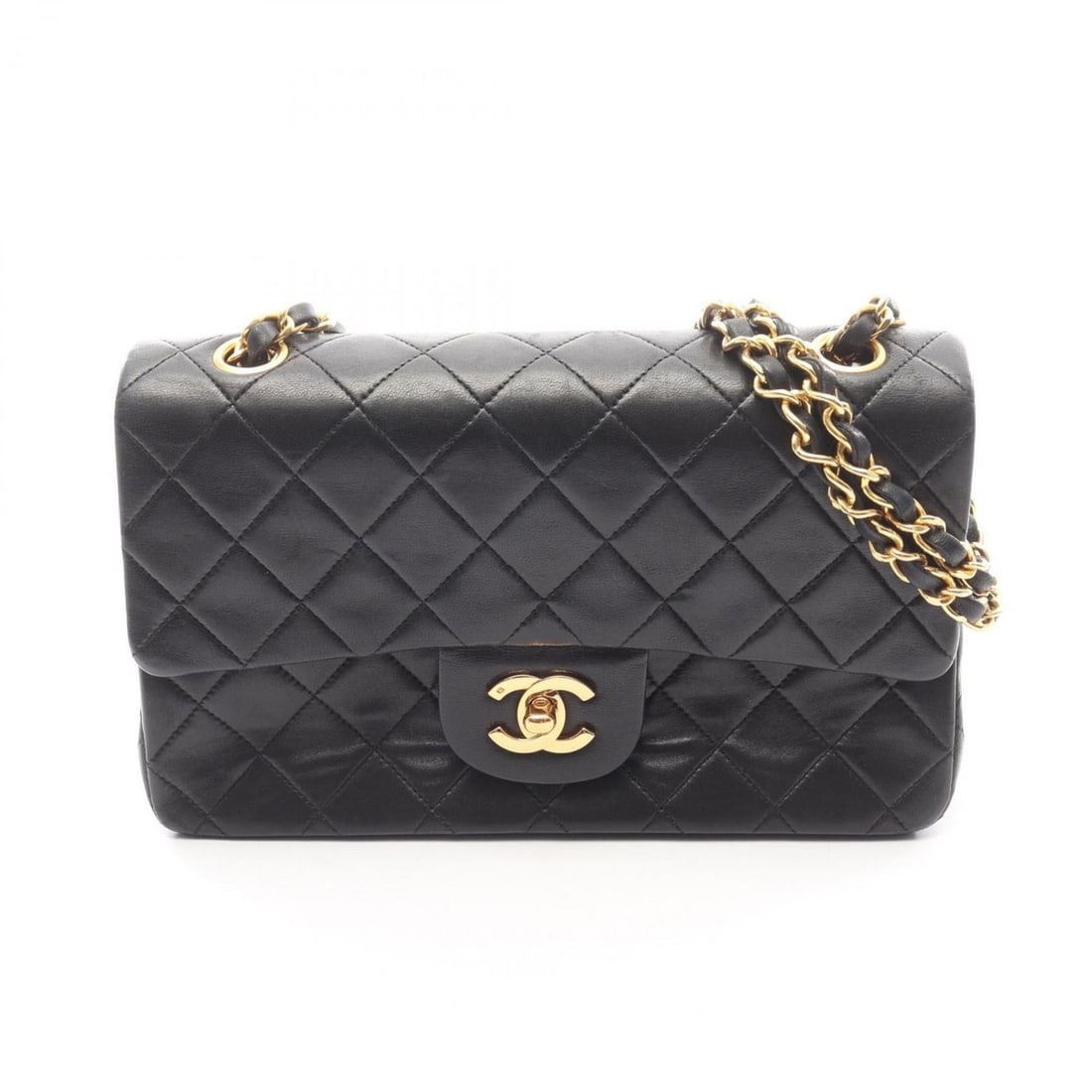 Chanel Matelassé Double Flap Shoulder Bag/Handbag, Lambskin Leather, Women's, Black: --- Catalog ---Category: SizeSize (HxWxD): 14cm x 23cm x 6cm / 5.51'' x 9.05'' x 2.36''Category: DesignType: Handbag, Shoulder bagColor: BlackGender: WomenMaterial: Leather Leather/Fur Type: LambskinC