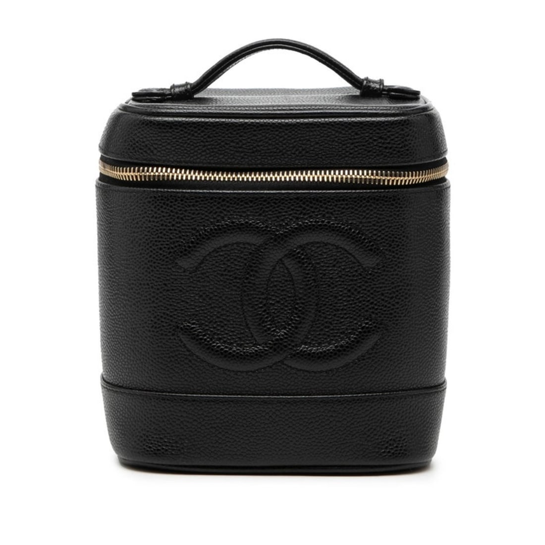 Chanel Coco Mark Vanity Bag Handbag Black Caviar Leather Women's CHANEL: --- Catalog ---Category: SizeHandle Drop: 3.00cm / 1.18''Size (HxWxD): 17cm x 15cm x 12cm / 6.69'' x 5.9'' x 4.72''Category: DesignType: Handbag, Vanity bagColor: BlackGender: WomenClosure: ZipperMate
