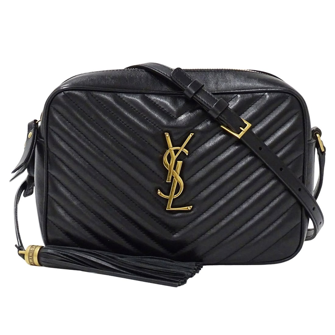 Saint Laurent handbag for women, brand shoulder bag, Lou camera leather, black, tassel, fringe,: --- Catalog ---Category: SizeSize (HxWxD): 15cm x 22cm x 6.5cm / 5.9'' x 8.66'' x 2.55''Category: DesignType: Handbag, Shoulder bagColor: BlackGender: WomenMaterial: Leather Category: GeneralBrand: Sa