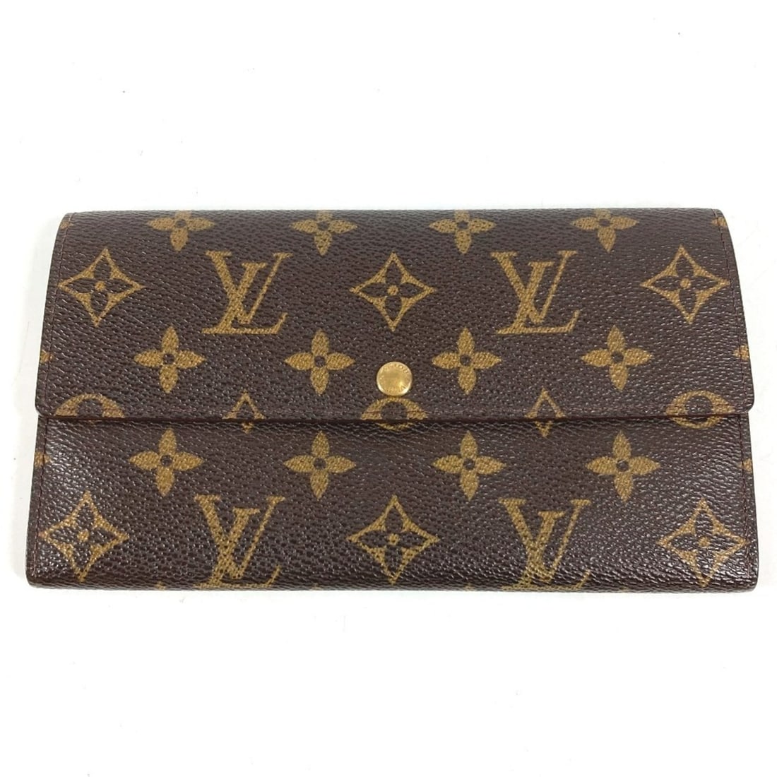 LOUIS VUITTON M61725 Monogram Portemonnaie Credit Bi-fold Long Wallet with Flap Closure, Canvas,: --- Catalog ---Category: SizeSize (HxWxD): 10.5cm x 18.5cm / 4.13'' x 7.28''Category: DesignType: Long wallet (bi-fold)Color: Brown, Galle, MonogramGender: Men,WomenMaterial: Monogram Category: Genera