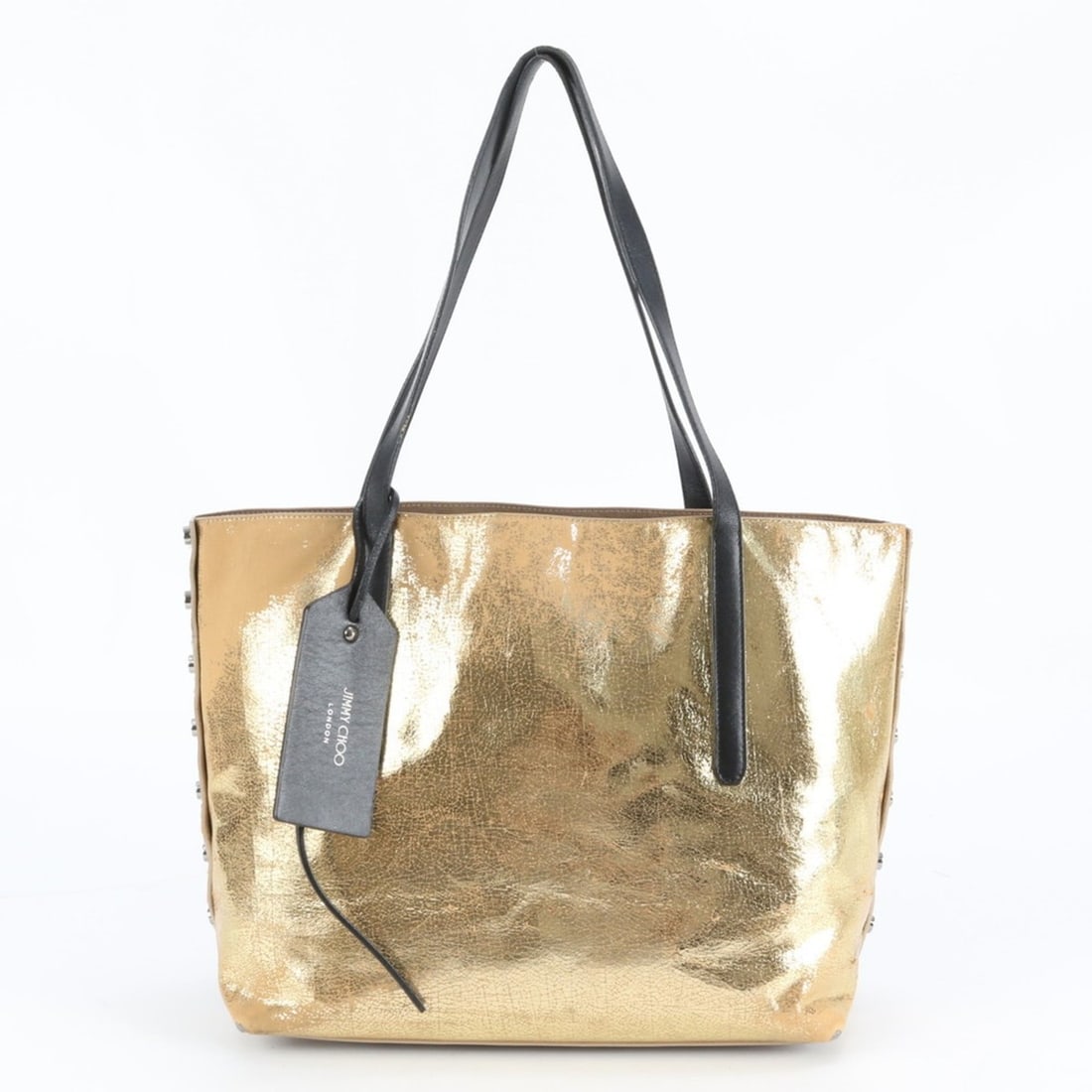 Jimmy Choo Twist East West Leather Tote Bag Shoulder Handbag Gold Women's: --- Catalog ---Category: SizeSize (HxWxD): 29cm x 23cm x 17cm / 11.41'' x 9.05'' x 6.69''Category: DesignType: Handbag, Shoulder bag, Tote bagColor: GoldGender: WomenMaterial: Leather Category: Genera