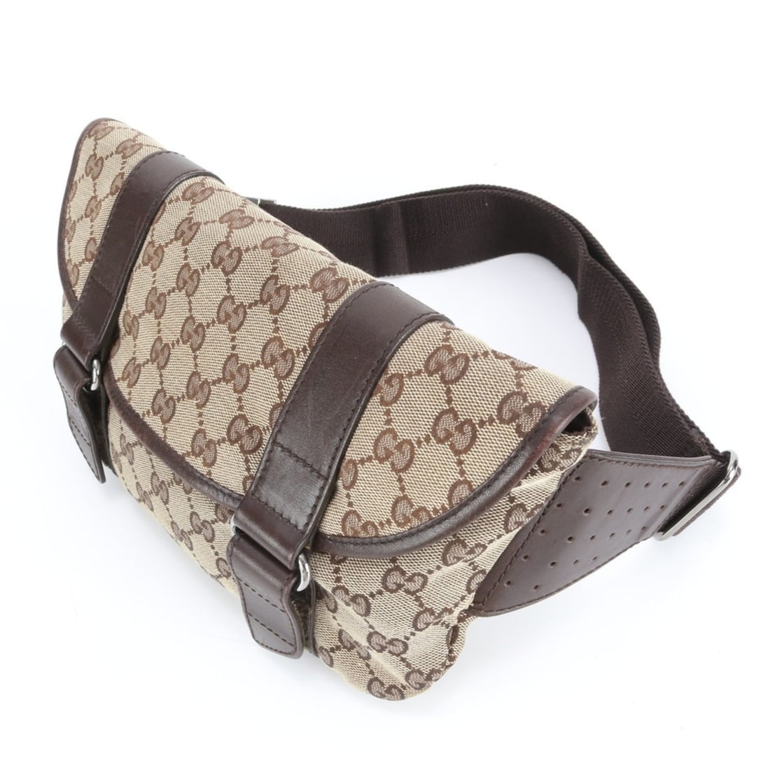 Gucci GG Canvas 145851 Leather Body Bag, Waist Pouch, Shoulder Brown, Men's: --- Catalog ---Category: SizeStrap Drop: 61cm / 24.01''Size (HxWxD): 17cm x 26cm x 1cm / 6.69'' x 10.23'' x 0.39''Category: DesignType: Fanny pack, Shoulder bag, Sling bagColor: BrownGender: MenMateri