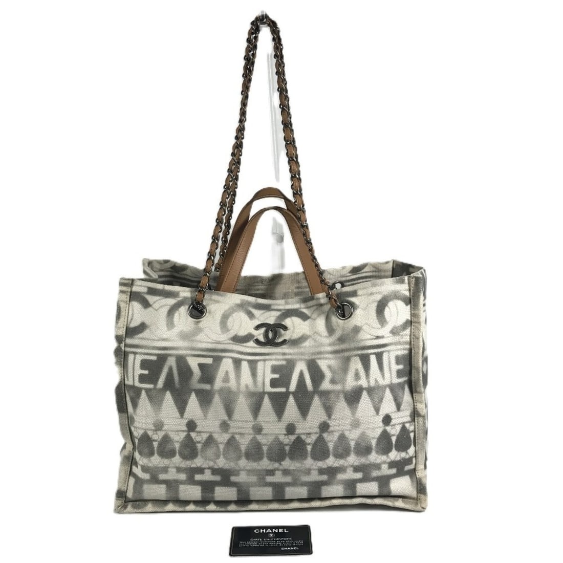 CHANEL Chanel 2-Way Coco Perfume CC Mark Tote Bag Double Chain Shoulder Leather Canvas Women's Gray: --- Catalog ---Category: SizeSize (HxWxD): 26.5cm x 34cm x 17cm / 10.43'' x 13.38'' x 6.69''Category: DesignType: Shoulder bag, Tote bagColor: Gray, WhiteGender: WomenMaterial: Leather , Canvas Catego