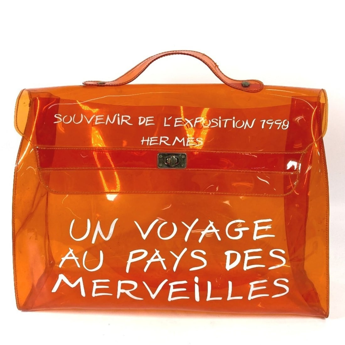 HERMES Vinyl Kelly Bag, Tote Handbag, Vinyl, Women's, Orange: --- Catalog ---Category: SizeSize (HxWxD): 29cm x 38cm x 12cm / 11.41'' x 14.96'' x 4.72''Category: DesignType: Handbag, Tote bagColor: OrangeGender: WomenMaterial: Vinyl Category: GeneralBrand: Herme