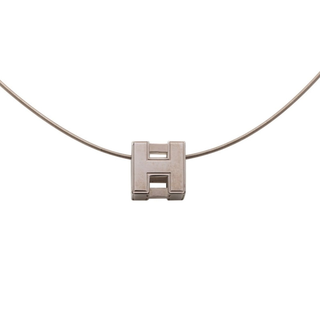Hermes Cage d'H H-Cube Necklace, Silver Metal, Women's: --- Catalog ---Category: SizePendant Size: 11.8mm x 11.8mm / 0.46'' x 0.46''Neck Circumference: 43 cm / 16.92''Category: DesignColor: SilverGender: WomenMaterial: MetalNecklace Type: NecklaceCategory: