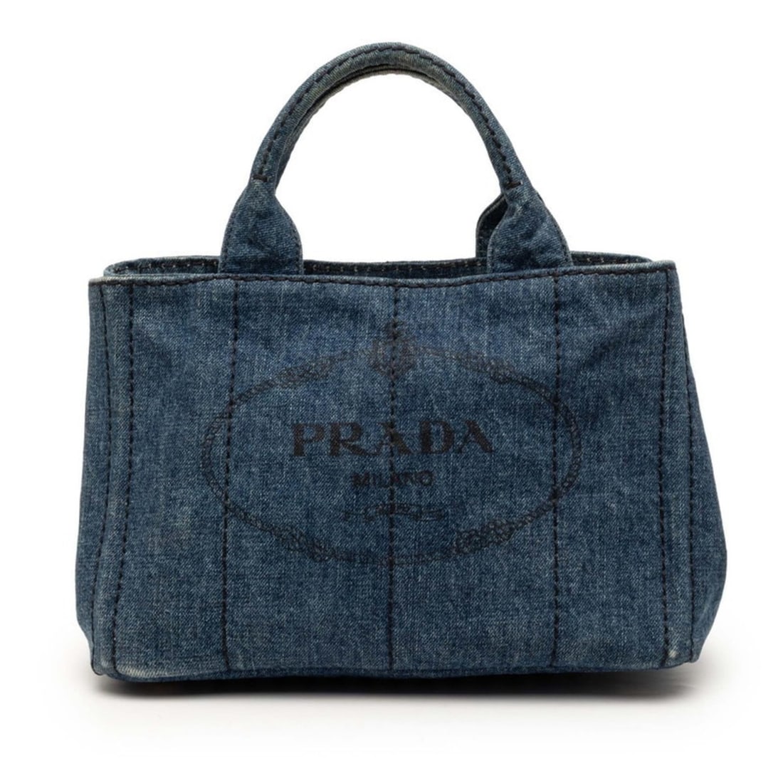 Prada Triangle Logo Plate Canapa Mini Handbag BN2439 Blue Denim Women's PRADA: --- Catalog ---Category: SizeSize (HxWxD): 10cm x 28cm x 14cm / 3.93'' x 11.02'' x 5.51''Category: DesignType: HandbagColor: BlueGender: WomenMaterial: Denim Category: GeneralMPN: BN2439Brand: Prada--