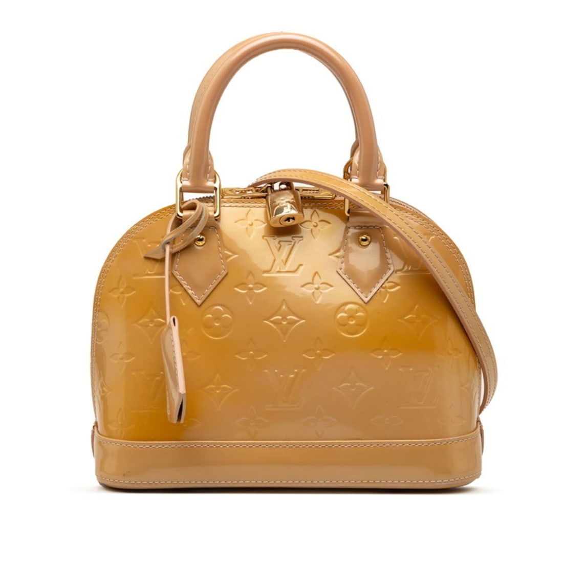 Louis Vuitton Monogram Vernis Alma BB Handbag Shoulder Bag 2WAY M90104 Citrine Yellow Patent Leather: --- Catalog ---Category: SizeSize (HxWxD): 17cm x 24cm x 11cm / 6.69'' x 9.44'' x 4.33''Category: DesignType: Handbag, Shoulder bagColor: Citrin, YellowGender: WomenMaterial: Patent leather Category: