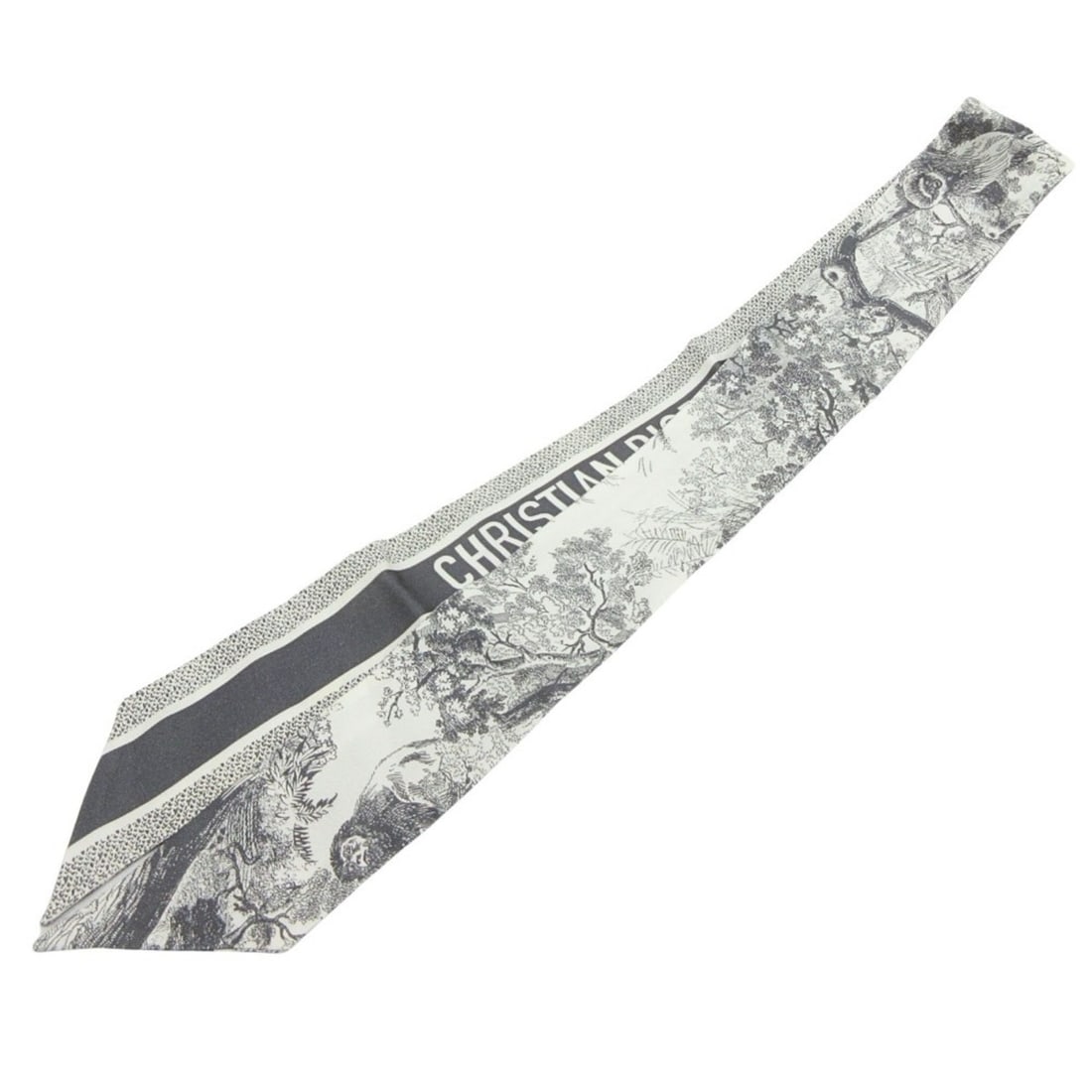 Christian Dior Mitzah Toile de Jouy Sauvage Scarf/Muffler with Ribbon, Silk Twill, Gray, Women's: --- Catalog ---Category: SizeSize (LxW): 6cm x 1.04m / 2.36'' x 40.94''Category: DesignType: ScarfColor: Gray, WhiteGender: WomenMaterial: Silk Category: GeneralBrand: Christian Dior--- Item List ---S
