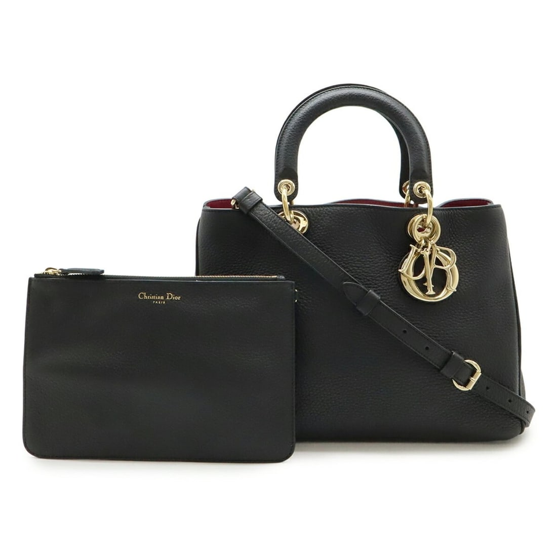 Christian Dior Diorissimo handbag/shoulder bag, leather, black.: --- Catalog ---Category: SizeSize (HxWxD): 23cm x 32cm x 11.5cm / 9.05'' x 12.59'' x 4.52''Category: DesignType: Handbag, Pouch, Shoulder bagColor: Black, WhiteGender: WomenMaterial: Leather Category: