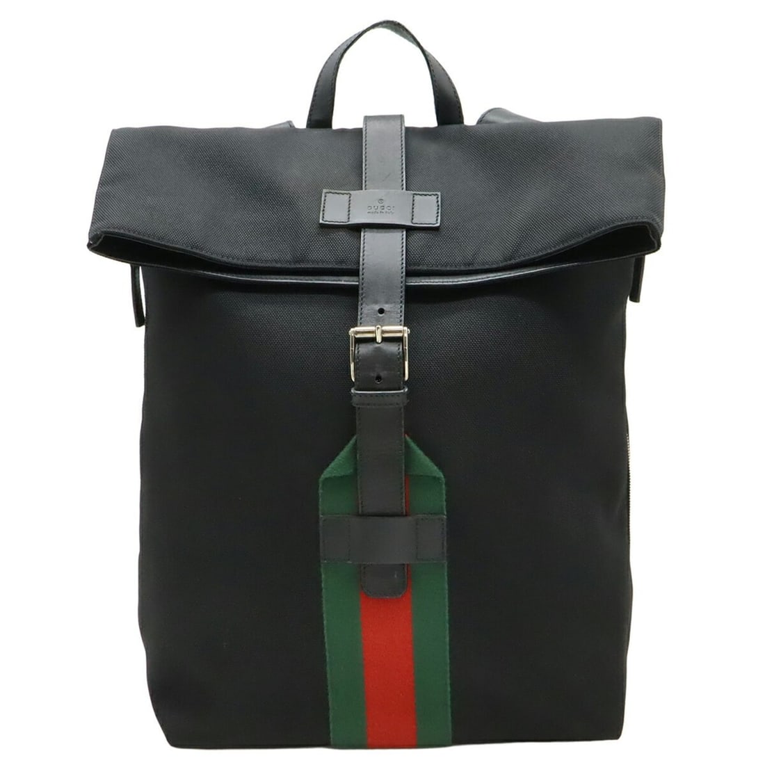 GUCCI Band Techno Canvas Web Line Sherry Backpack Rucksack Leather Black Green Red 337075: --- Catalog ---Category: SizeSize (HxWxD): 42.5cm x 30.5cm x 18.5cm / 16.73'' x 12'' x 7.28''Category: DesignType: BackpackColor: Black, Green, Red colorGender: Men,WomenMaterial: Canvas , Leather Cat