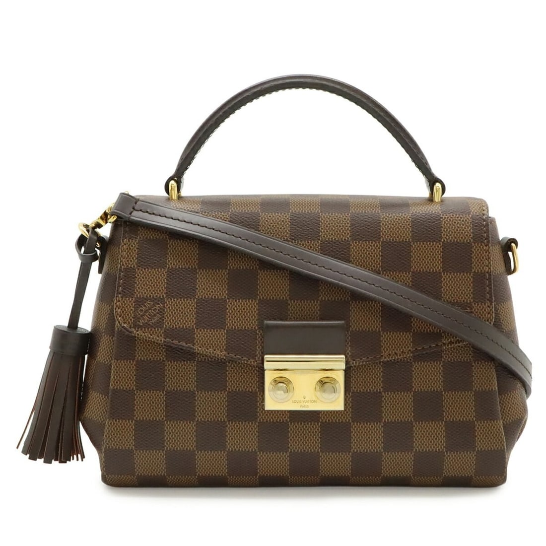 LOUIS VUITTON Damier Croisette Handbag/Shoulder Bag N53000: --- Catalog ---Category: SizeWeight: 540g / 1.19lb.Size (HxWxD): 16.5cm x 23cm x 8cm / 6.49'' x 9.05'' x 3.14''Strap Length: 123cm / 48.42''Category: DesignType: Handbag, Shoulder bagColor: BrownGende