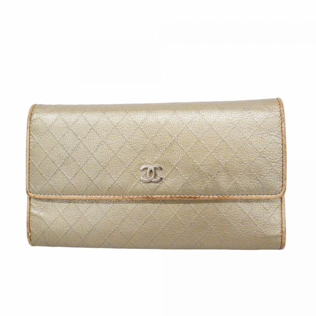 Chanel Tri-fold Long Wallet, Bicolore Leather, Gray, Women's: --- Catalog ---Category: SizeSize (HxWxD): 11cm x 18cm x 2cm / 4.33'' x 7.08'' x 0.78''Category: DesignType: Long wallet (tri-fold)Color: GrayGender: WomenMaterial: Leather Category: GeneralBrand: Cha