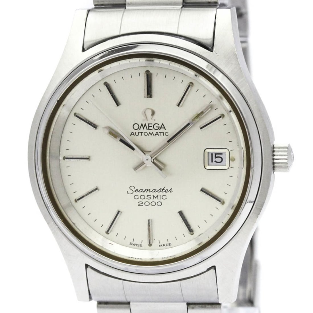OMEGA Seamaster Cosmic 2000 Cal 1012 Steel Automatic Mens Watch 166.128 Vintage: --- Catalog ---Category: SizeCase Diameter: 38mm / 1.5''Category: DesignType: WristwatchStyle: Dress/FormalGender: MenColor (Dial): SilverMaterial (Band): Stainless steelMaterial (Case): Stainless ste