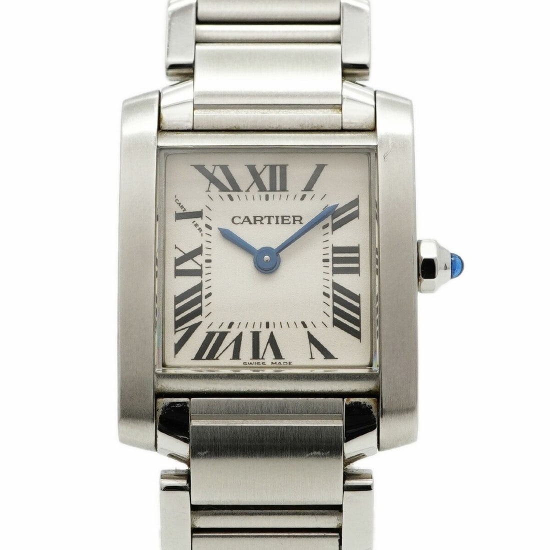 Cartier Tank Française SM W51008Q3 White Dial Women's Watch: --- Catalog ---Category: SizeWrist Size: 15.5cm / 6.1''Case Diameter: 20.5mm / 0.81''Category: DesignType: WristwatchGender: WomenColor (Dial): WhiteMaterial (Band): Stainless steelCategory: GeneralMP