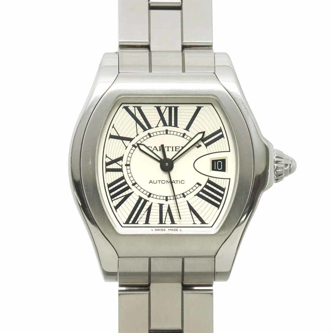 Cartier Roadster LM W6206017 Men's Watch, Date, Silver, Automatic Movement: --- Catalog ---Category: SizeWrist Size: 19.5cm / 7.67''Case Diameter: 39mm / 1.54''Category: DesignType: WristwatchGender: MenColor (Dial): SilverMaterial (Band): Stainless steelMaterial (Case): Stai