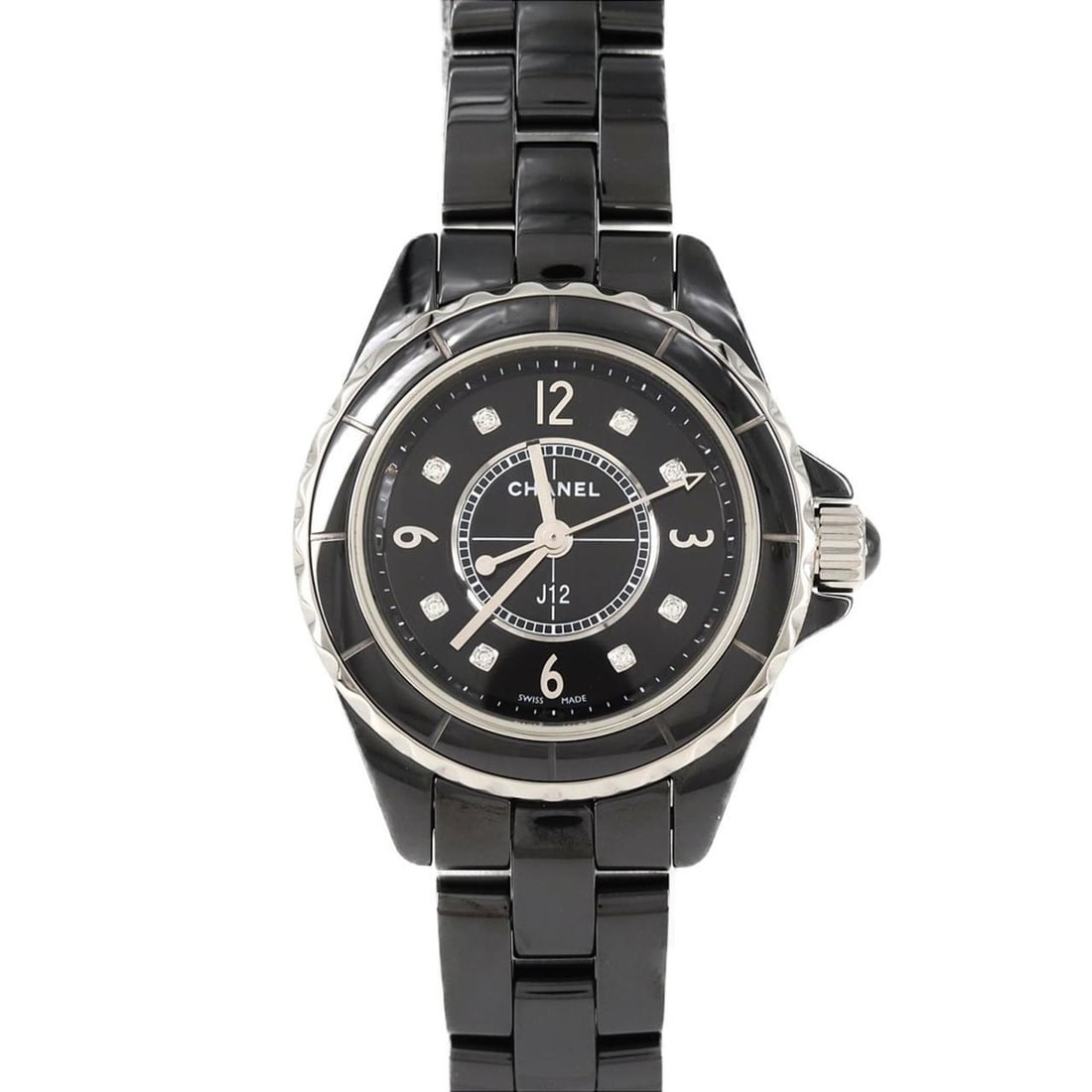Chanel J12 29mm Ceramic 8P H2569 Quartz Watch: --- Catalog ---Category: SizeWrist Size: 15cm / 5.9''Case Diameter: 29mm / 1.14''Category: DesignType: WristwatchGender: WomenColor (Dial): BlackMaterial (Band): CeramicMaterial (Case): CeramicCategor