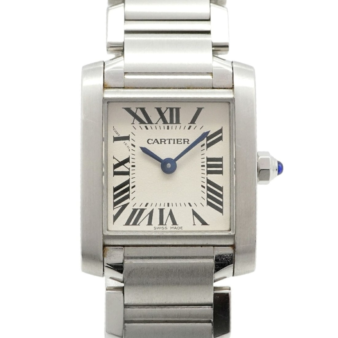 Cartier Tank Française SM W51008Q3 Ivory Dial Women's Watch: --- Catalog ---Category: SizeWrist Size: 15cm / 5.9''Case Diameter: 20.5mm / 0.81''Category: DesignType: WristwatchGender: WomenColor (Dial): IvoryMaterial (Band): Stainless steelCategory: GeneralMPN: