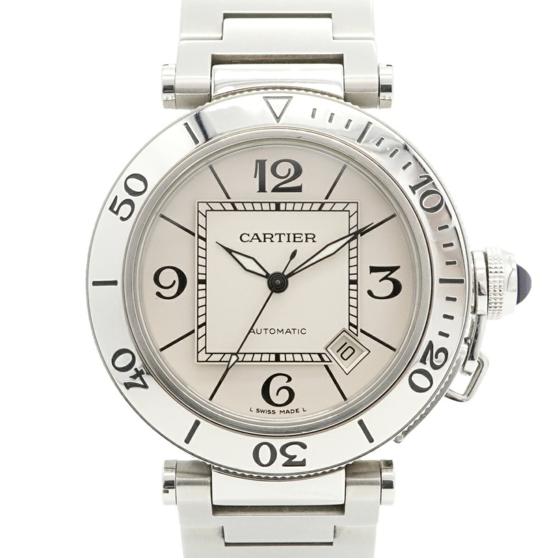 Cartier Pasha Seatimer W31080M7 Silver Dial Men's Watch: --- Catalog ---Category: SizeWrist Size: 17cm / 6.69''Case Diameter: 40.6mm / 1.6''Category: DesignType: WristwatchGender: MenColor (Dial): SilverMaterial (Band): Stainless steelCategory: GeneralMPN: