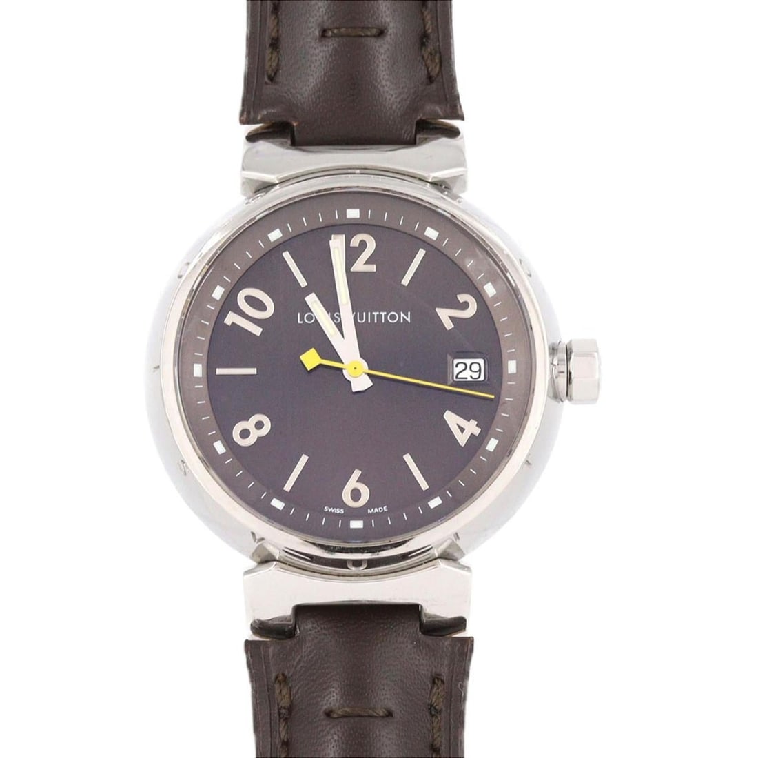 Louis Vuitton Tambour Q1311 SS Quartz Watch: --- Catalog ---Category: SizeCase Diameter: 34mm / 1.34''Category: DesignType: WristwatchGender: WomenColor (Dial): BrownMaterial (Case): Stainless steelCategory: GeneralMPN: Q1311Brand: Louis Vuitton