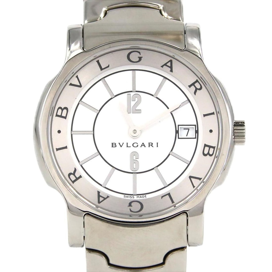 Bulgari Solotempo ST35S ST35WSSD Stainless Steel Quartz Watch: --- Catalog ---Category: SizeWrist Size: 18cm / 7.08''Case Diameter: 35mm / 1.38''Category: DesignType: WristwatchGender: MenColor (Dial): WhiteMaterial (Band): Stainless steelMaterial (Case): Stainle