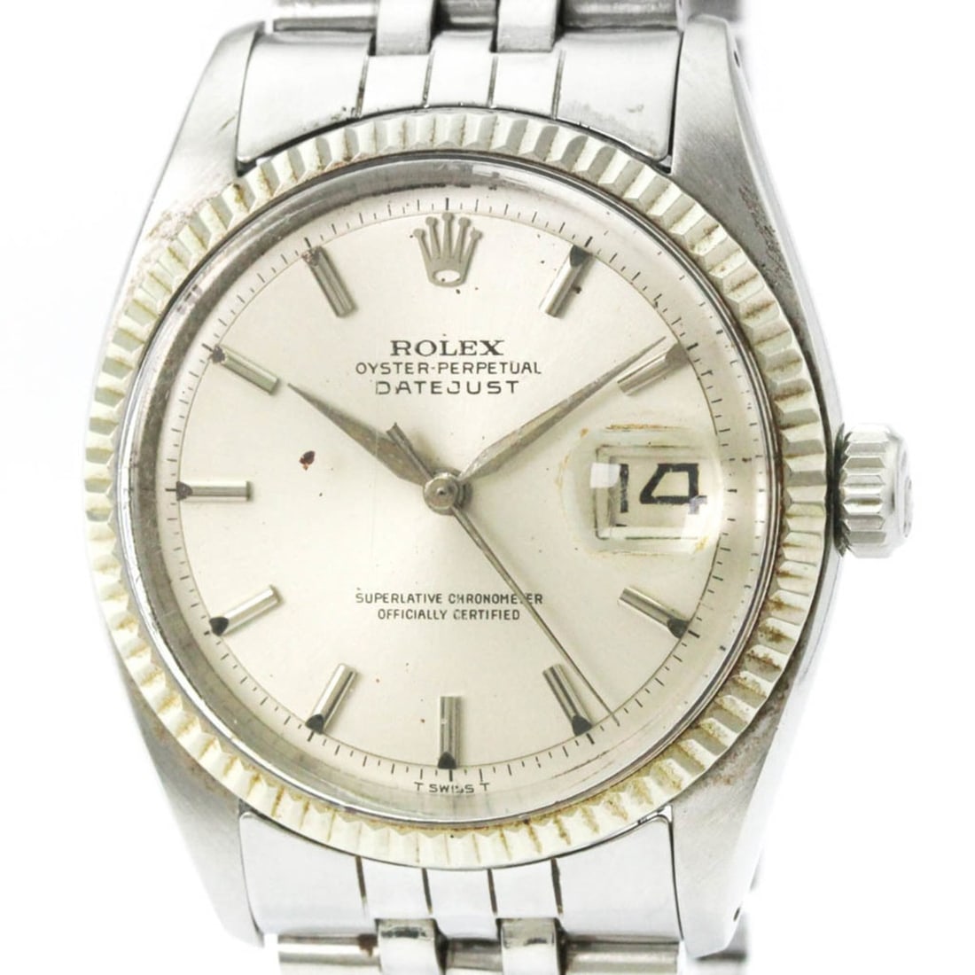 ROLEX Datejust 1601 White Gold Steel Automatic Mens Watch Vintage: --- Catalog ---Category: SizeCase Diameter: 36mm / 1.42''Category: DesignType: WristwatchStyle: Dress/FormalGender: MenColor (Dial): SilverMaterial (Band): Stainless steelMaterial (Case): Stainless st