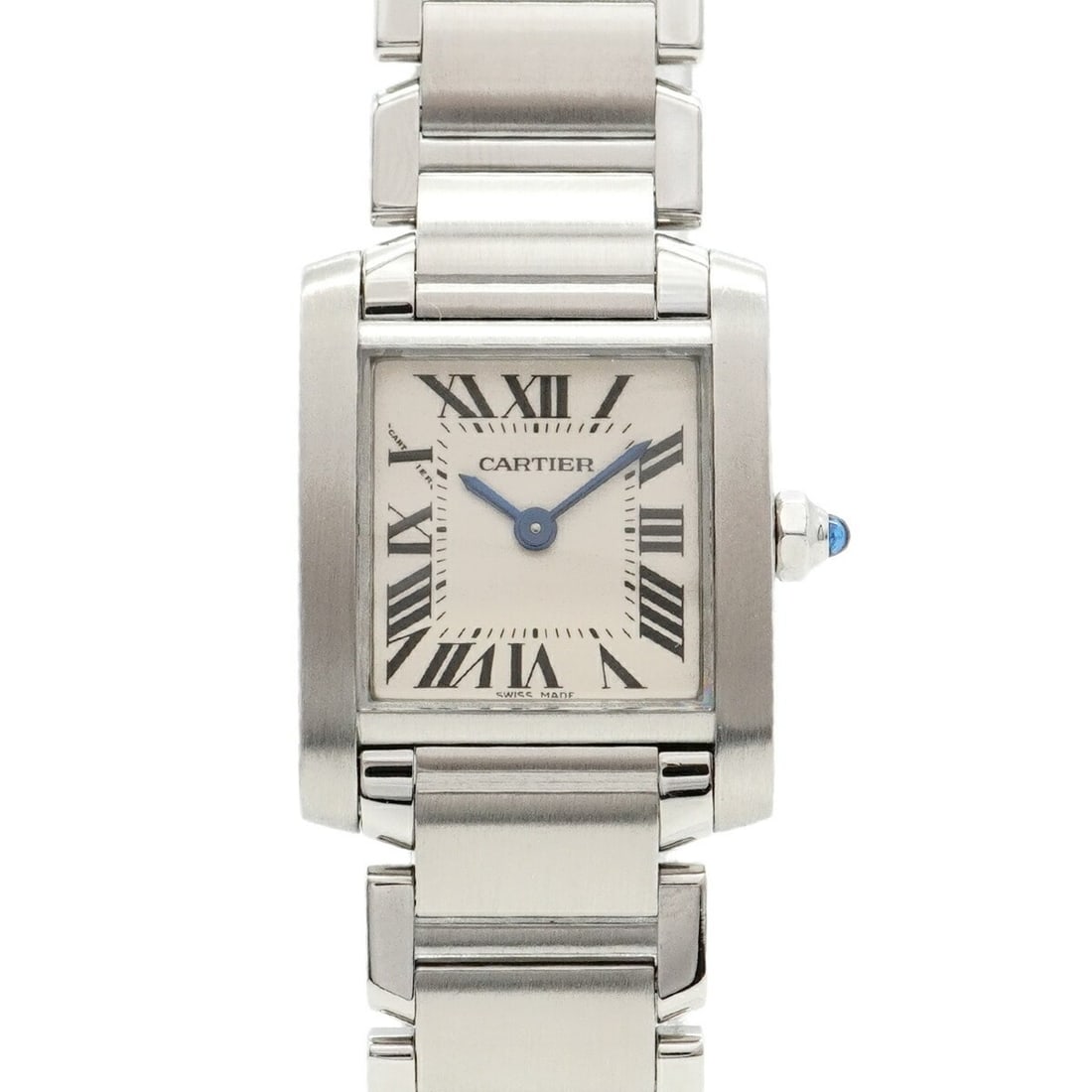 Cartier Tank Française SM W51008Q3 White Dial Women's Watch: --- Catalog ---Category: SizeWrist Size: 15cm / 5.9''Case Diameter: 20.5mm / 0.81''Category: DesignType: WristwatchGender: WomenColor (Dial): WhiteMaterial (Band): Stainless steelCategory: GeneralMPN: