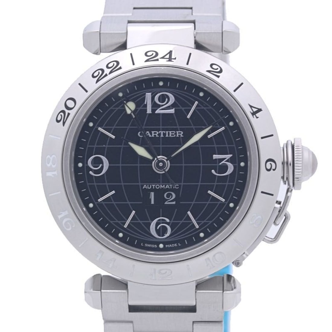 CARTIER Pasha C Meridian GMT Big Date W31049M7 Boys' Stainless Steel Watch 40265: --- Catalog ---Category: SizeWrist Size: 18.5cm / 7.28''Case Diameter: 35mm / 1.38''Category: DesignType: WristwatchGender: BoysColor (Dial): BlackMaterial (Band): Stainless steelMaterial (Case): Stai