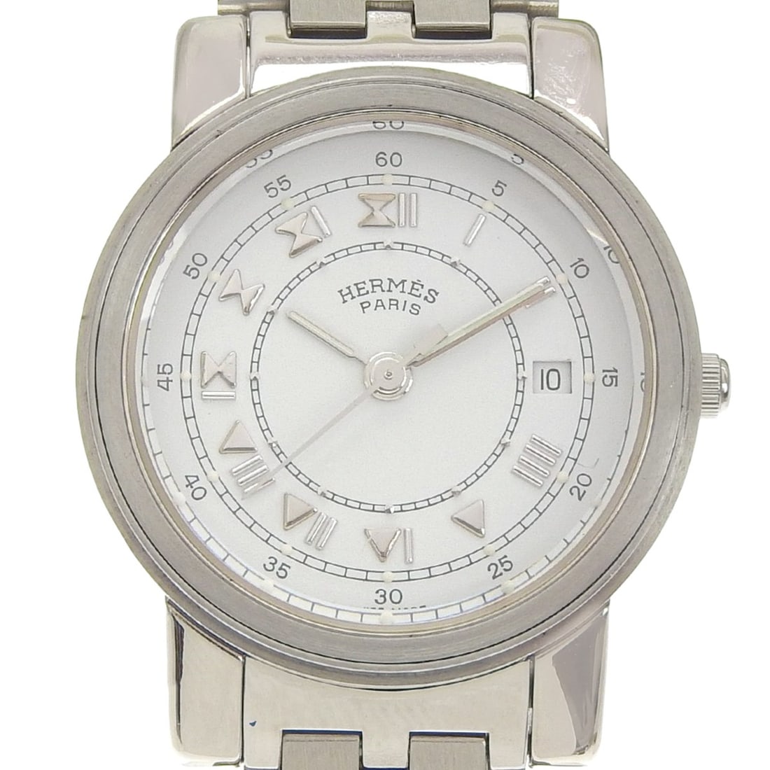 Hermès Carrick Women's Stainless Steel Quartz Watch with Analog Display and White Dial: --- Catalog ---Category: SizeWrist Size: 15cm / 5.9''Case Diameter: 26mm / 1.02''Category: DesignType: WristwatchGender: WomenColor (Dial): WhiteMaterial (Band): Stainless steelMaterial (Case): Stainl