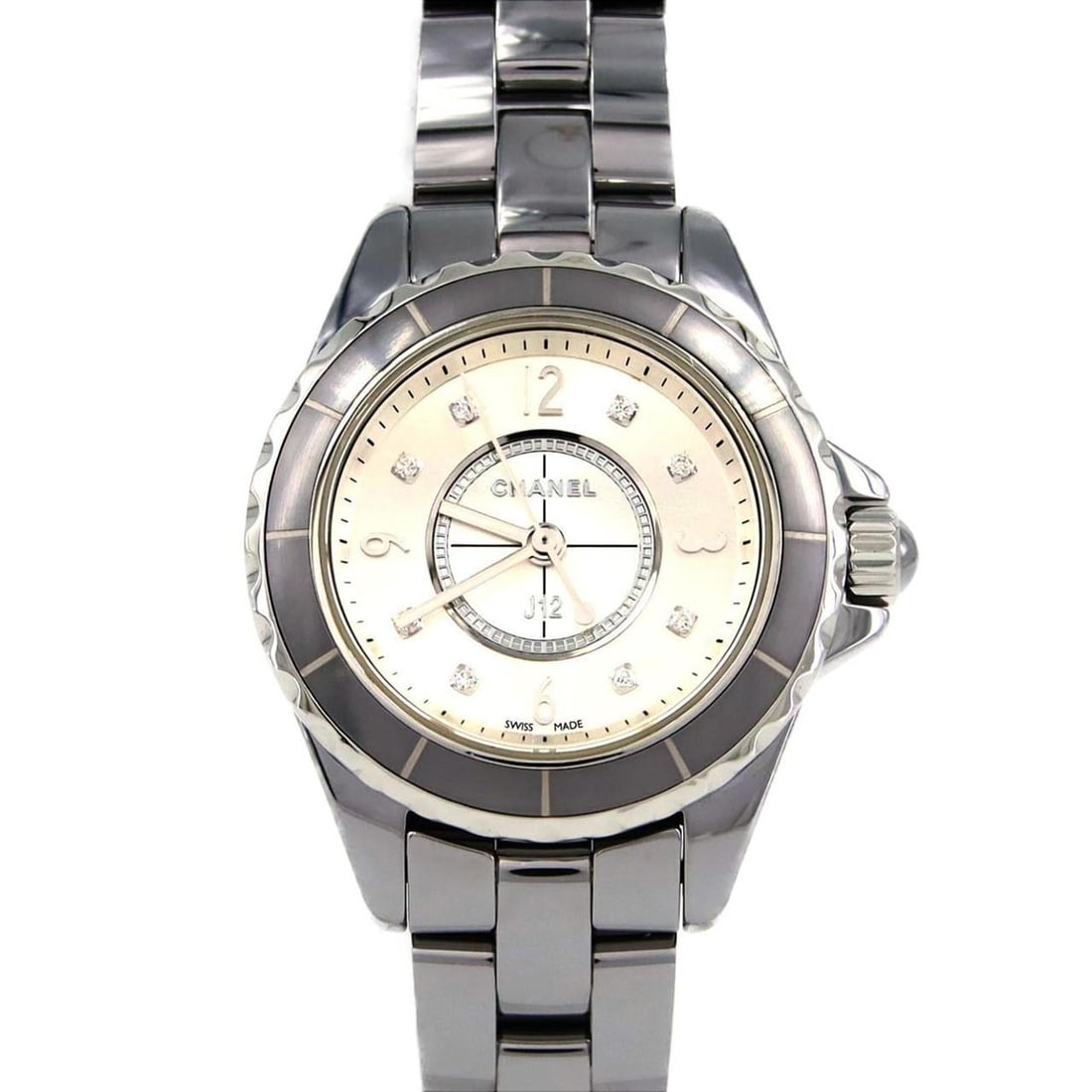 Chanel J12 Chromatic 29mm 8-Piece Watch H3401 Ceramic Quartz Movement: --- Catalog ---Category: SizeWrist Size: 17.5cm / 6.88''Case Diameter: 29mm / 1.14''Category: DesignType: WristwatchGender: MenColor (Dial): SilverMaterial (Band): CeramicMaterial (Case): CeramicCateg