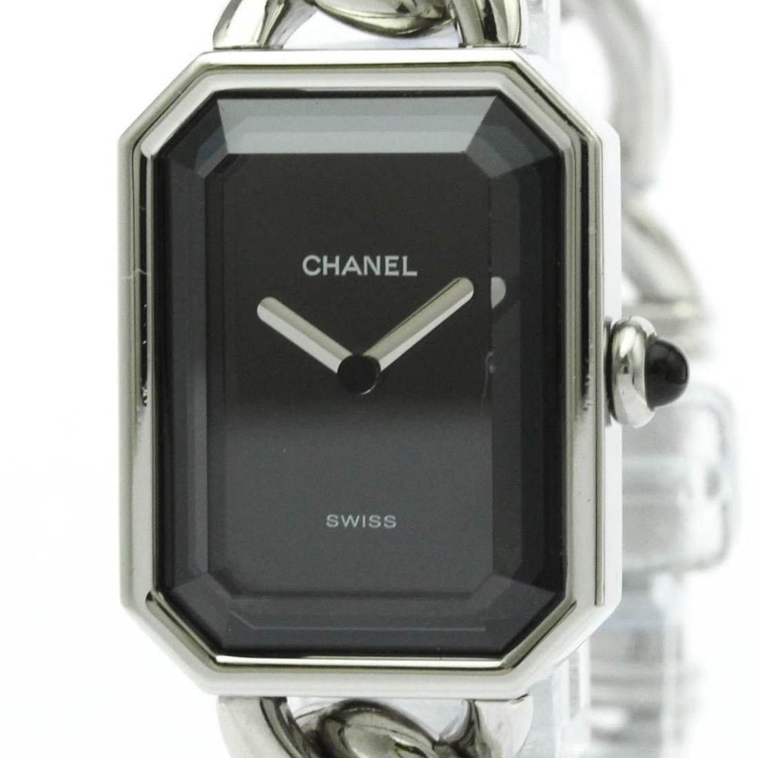 CHANEL Premiere Size L Steel Quartz Ladies Watch H0452 Polished: --- Catalog ---Category: SizeCase Diameter: 20mm / 0.79''Category: DesignType: WristwatchStyle: Dress/FormalGender: WomenColor (Dial): BlackMaterial (Band): Stainless steelMaterial (Case): Stainless s