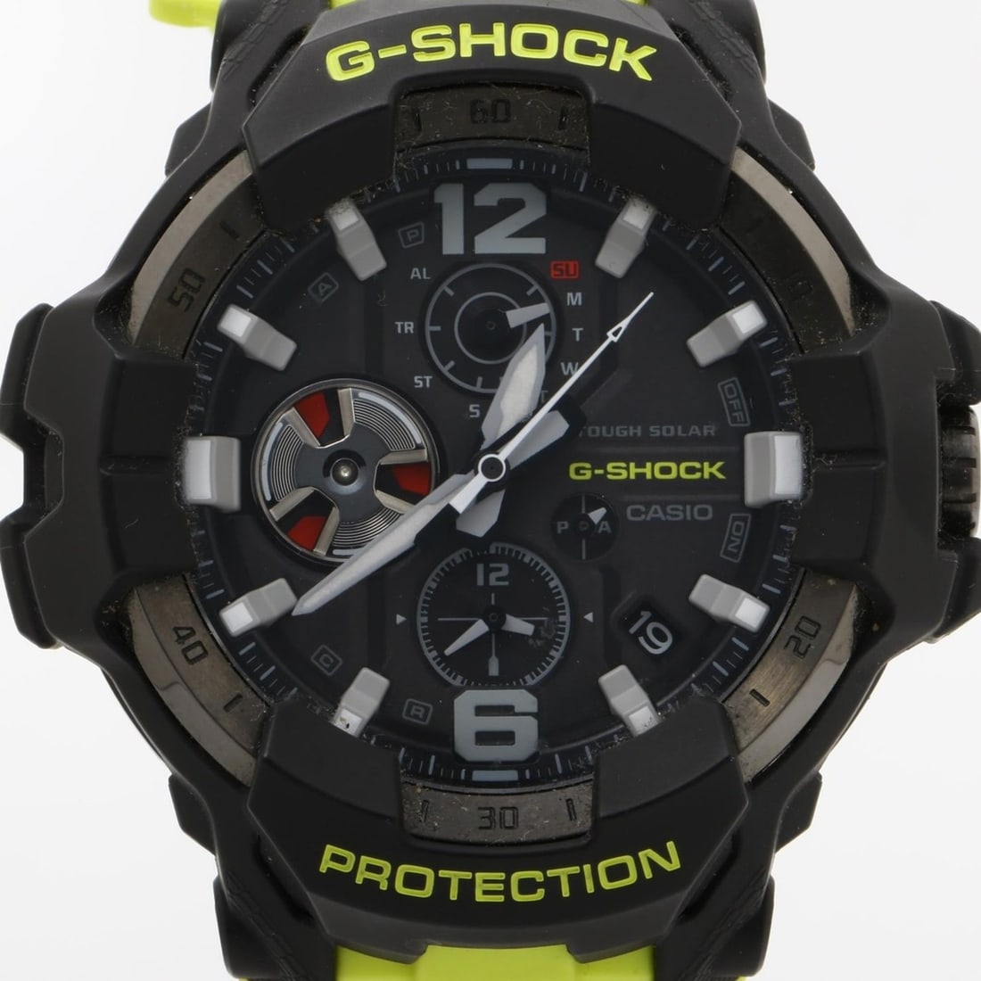 CASIO GSHOCK MASTER OF G AIR GRAVITYMASTER GRB300RY1A9JF Men's Analog Watch in Black and Yellow with: --- Catalog ---Category: SizeWrist Size: 21.5cm / 8.46''Case Diameter: 54.7mm / 2.15''Category: DesignType: WristwatchGender: Men,WomenColor (Dial): BlackMaterial (Band): Plastic, Stainless steelMater