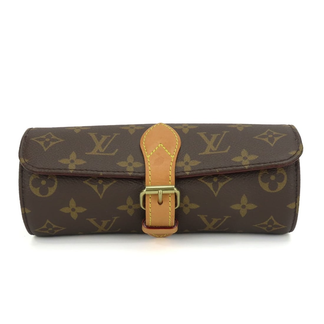 Louis Vuitton Etui 3 Montre M47530 Monogram Brown Bag with Gold Hardware Watch Case for Men and: --- Catalog ---Category: DesignType: Watch caseColor: BrownMaterial: Leather, MonogramLeather/Fur Type: VachettaCategory: GeneralBrand: Louis VuittonCategory: Physical PropertiesWeight: 185g / 6.52oz.