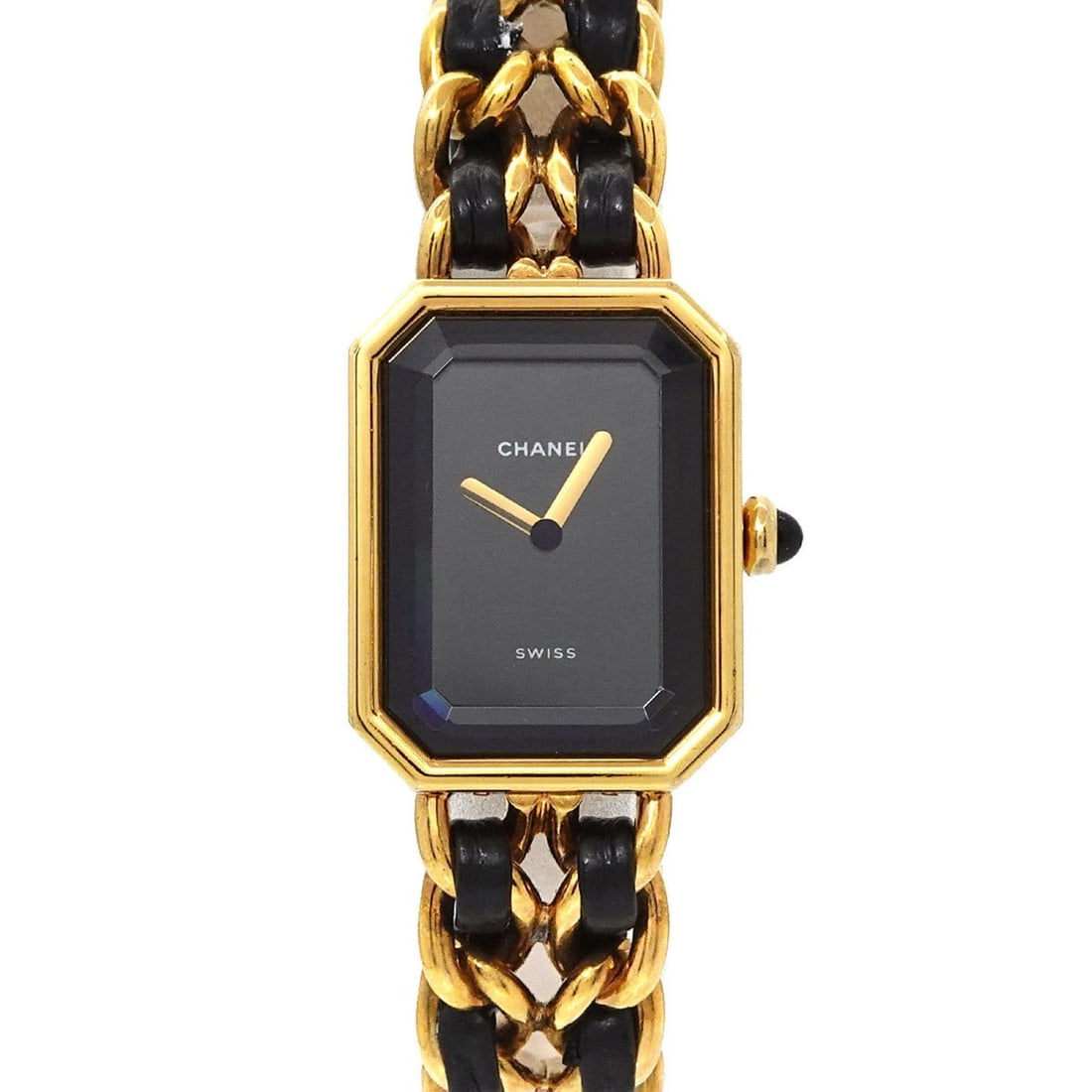 CHANEL Premiere Women's Watch, Size M, H0001, Black and Gold, Quartz Movement: --- Catalog ---Category: SizeWrist Size: 15.5cm / 6.1''Case Diameter: 20mm / 0.79''Category: DesignType: WristwatchGender: WomenColor (Dial): BlackMaterial (Band): Gold plated, Leather, Stainless stee