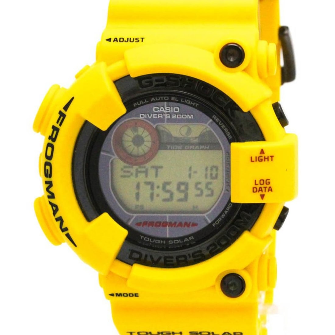 CASIO G-SHOCK Frogman 30th Anniversary Lightning Yellow Solar Watch GF-8230E-9JR Never Used: --- Catalog ---Category: SizeCase Diameter: 48mm / 1.89''Category: DesignType: WristwatchStyle: SportGender: MenMaterial (Band): ResinMaterial (Case): ResinCategory: GeneralLine: G-ShockBrand: CasioMo