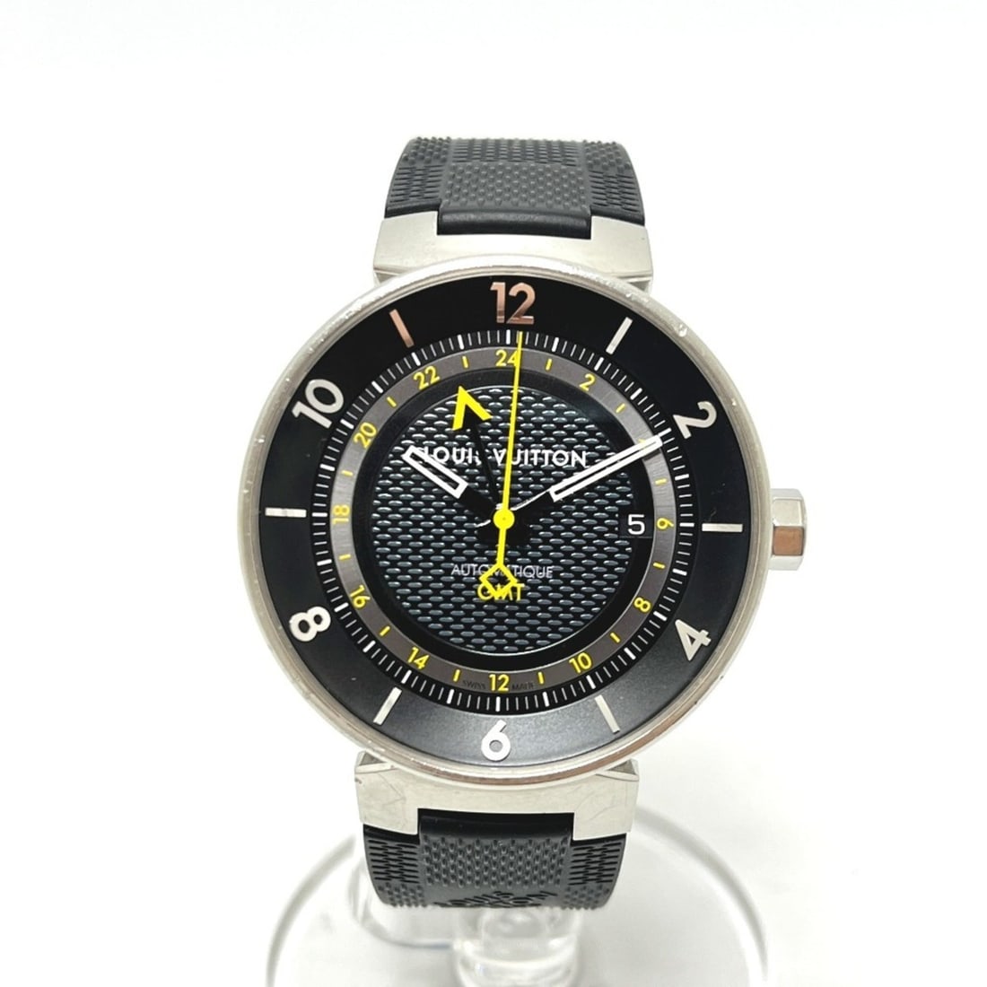 LOUIS VUITTON Q8D30 Tambour Moon GMT Automatic Watch, Stainless Steel, Men's, Silver: --- Catalog ---Category: SizeWrist Size: 20cm / 7.87''Case Diameter: 40mm / 1.57''Category: DesignType: WristwatchGender: MenColor (Dial): BlackMaterial (Case): Stainless steelCategory: GeneralMPN: Q8