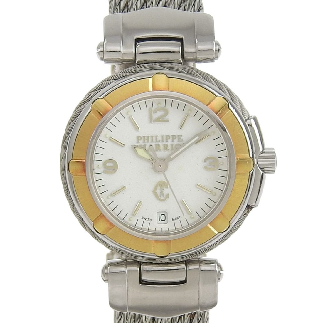 CHARRIOL Wristwatch 53.97.3654 Stainless Steel Quartz Analog Display White Dial Women's: --- Catalog ---Category: SizeWrist Size: 15cm / 5.9''Case Diameter: 26mm / 1.02''Category: DesignType: WristwatchGender: WomenColor (Dial): WhiteMaterial (Band): Stainless steelMaterial (Case): Stainl
