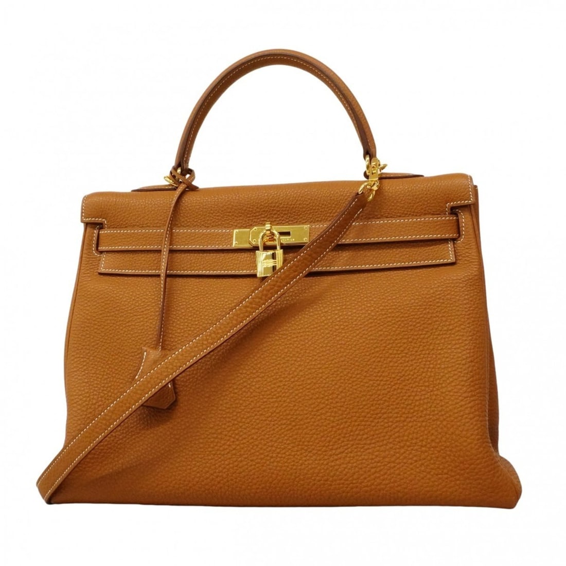 Hermes Kelly 35 Togo Gold Handbag (?L stamp) 2-way bag for women (1 of 15)